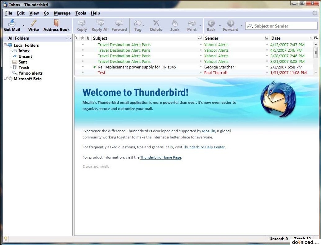 Mozilla Thunderbird 45.0 32bit ENG Download Télécharge Clients EMail