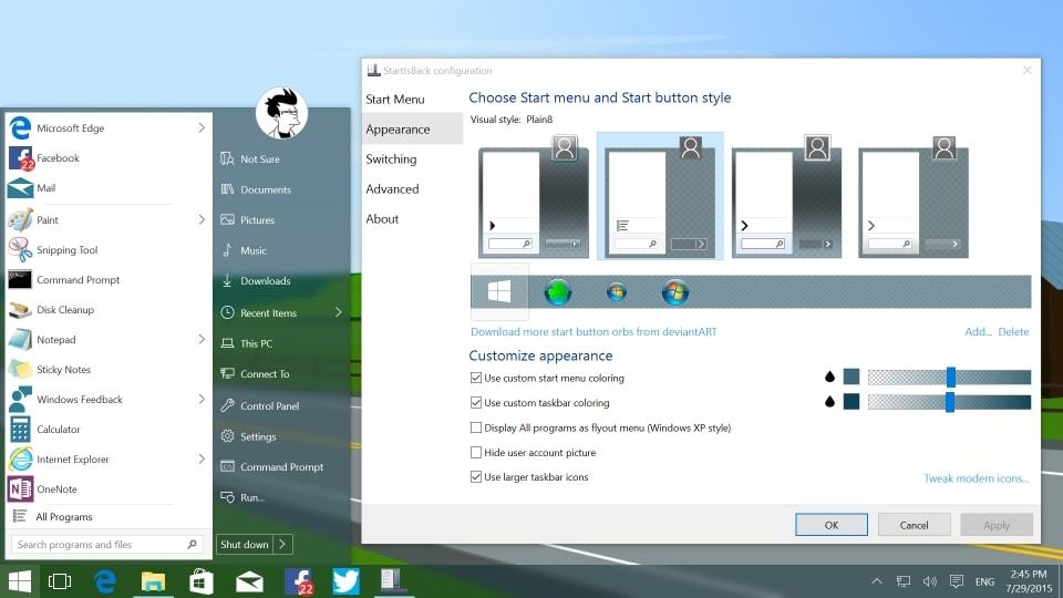 Аналог startisback для windows 10